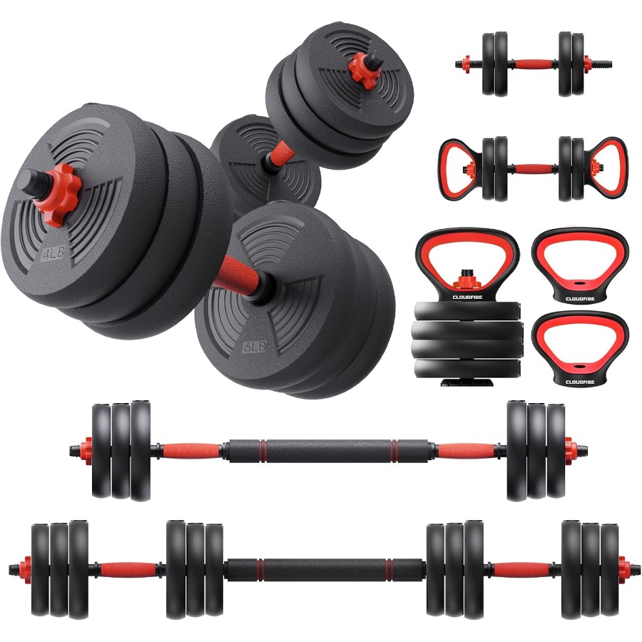 Kettlebell - Verstellbares Hantelset, 60LB Freihantelset mit Verbindungselement,