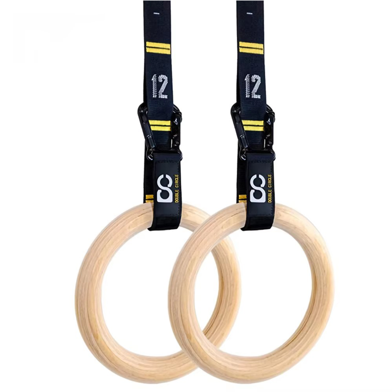 Gymnastic Ring - 32mm Holz-Turnringe mit Schnellverstellbaren Nummerierten Gurten