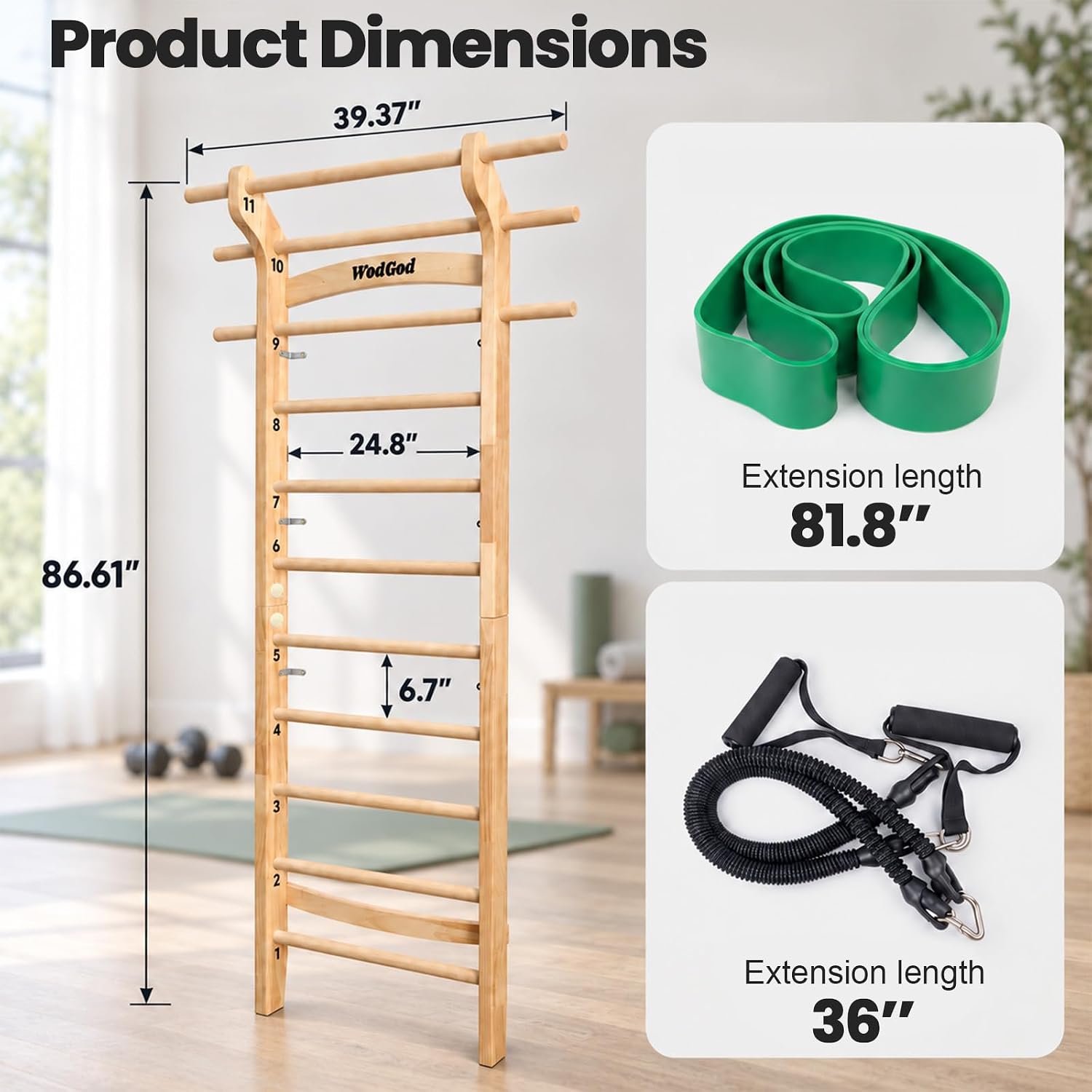 Schwedische Holzleiter mit 11  – Pull Up Bar Bewertung und Preis